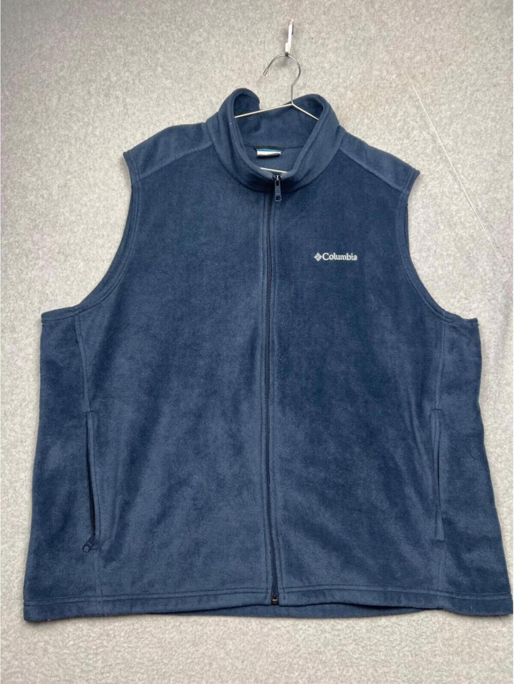 Columbia Mens Full Zip Fleece Vest 3X Casual Classic Sleeveless Blue Outdoor